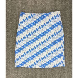 Women's Umbrella Print Blue & White Short Talbots Pencil‎ Skirt Size 4 Rainy Day